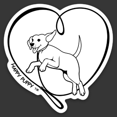 “HAPPY PUPPY HEART” – 2″ Vinyl Sticker